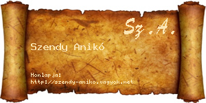 Szendy Anikó névjegykártya